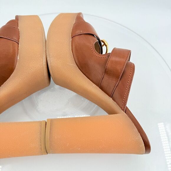 Veronica Beard Garrick Chunky Suede Platform Slide Sandals Buckle Brown 9.5M - Picture 8 of 13